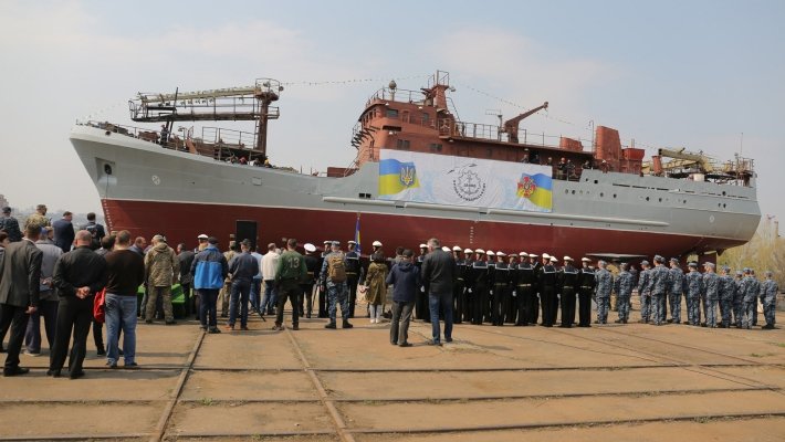 Разведывательный корабль специального назначения спущен на воду на киевском судостроительном предприятии «Кузница на Рыбальском»