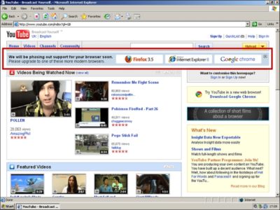 В YouTube был заговор по устранению Internet Explorer 6, но администрация сервиса о нём не знала