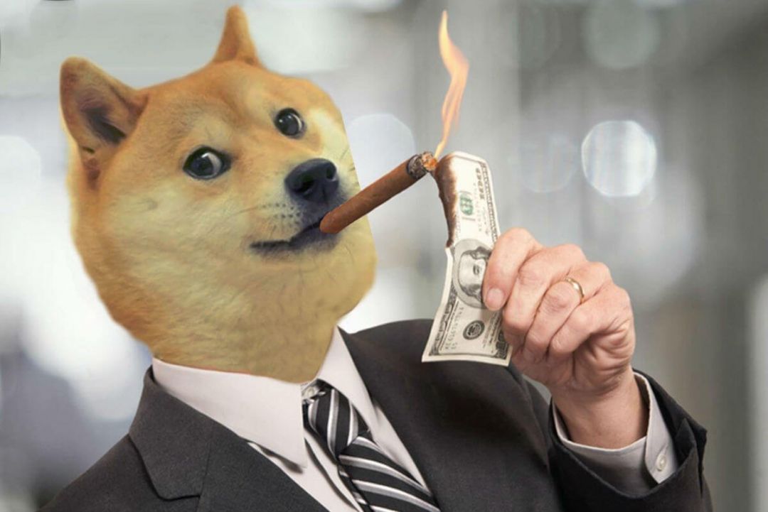 Dogecoin мем сигара курит собака